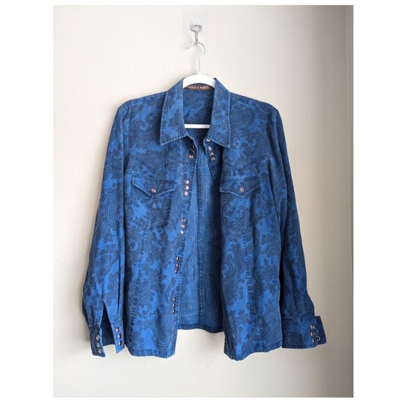 Double D Ranch Paisley Print western button up blouse - Picture 3 of 9